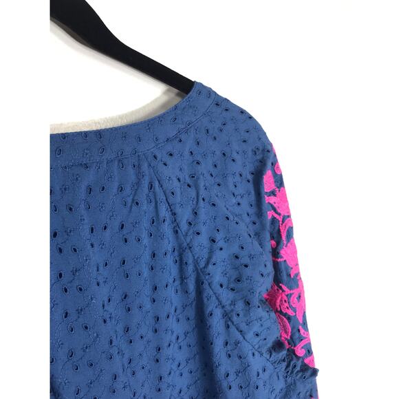 Lilly Pulitzer Emberline Navy Bayside Embroidery Eyelet Top M Preppy Coquette - Picture 7 of 9